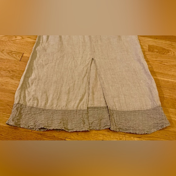 FLAX 100% Linen Long Dress w Textured Linen Panel - Picture 8 of 9